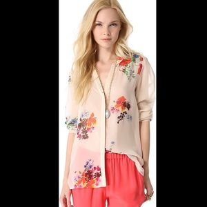 Joie Cream / Ivory Multi Floral Button-Down Blouse